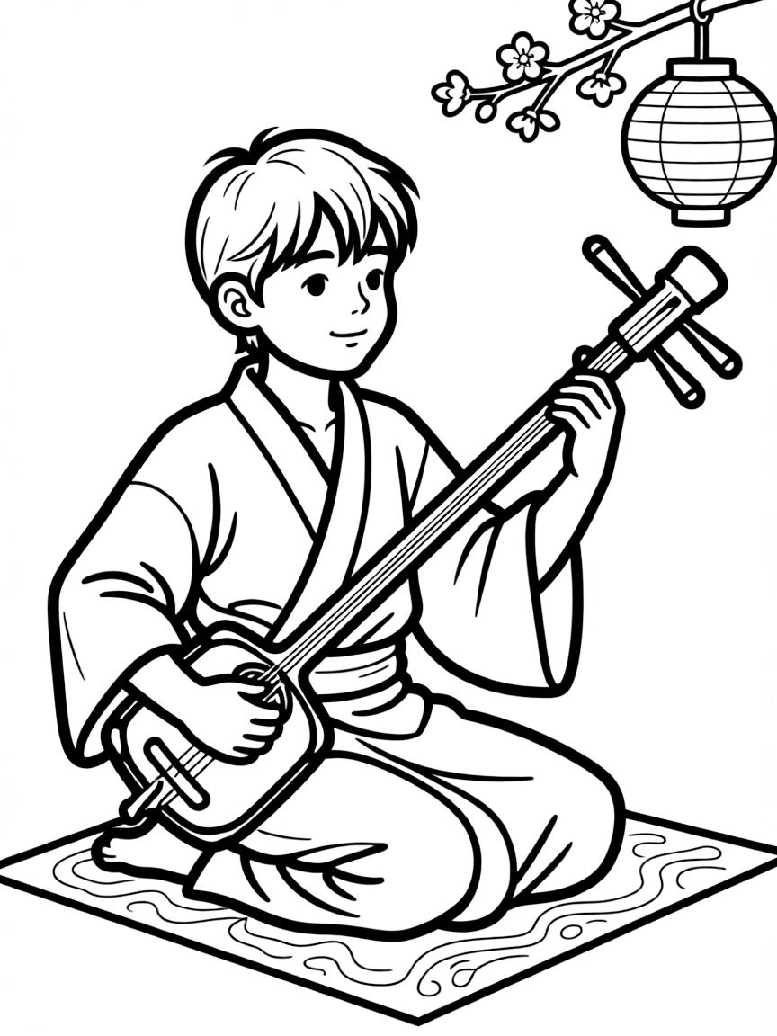 Traditional Japanese music with shamisen