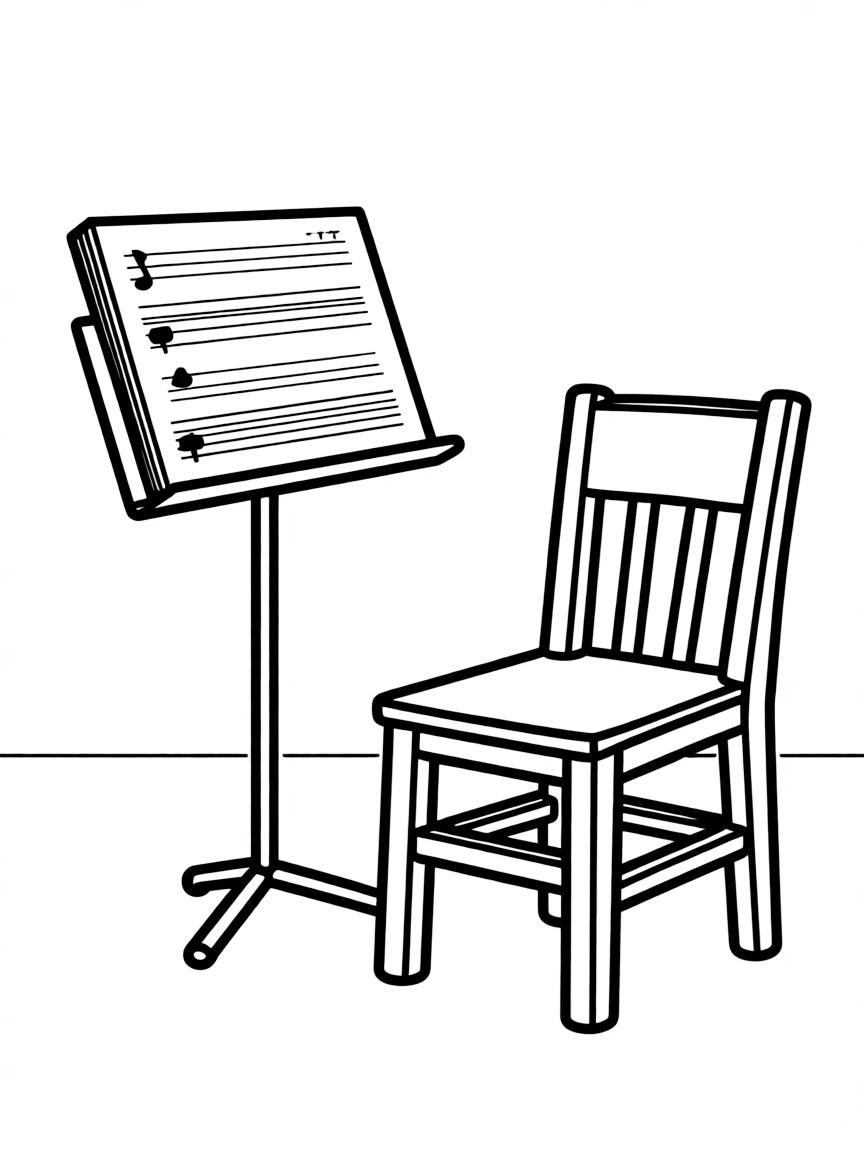 Practice room with music stand and chair