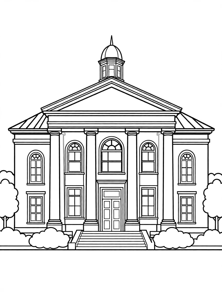 Music conservatory building with classical architecture