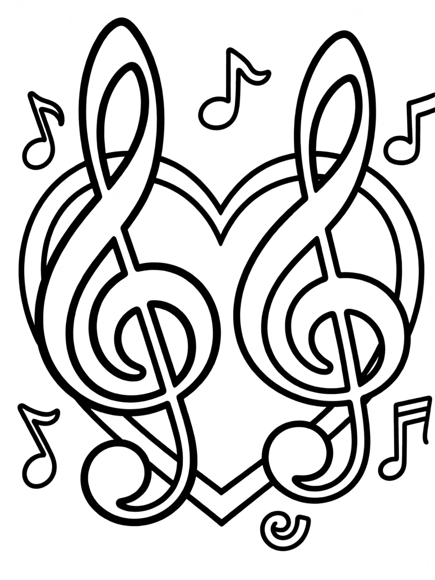 Treble and bass clef forming heart shape