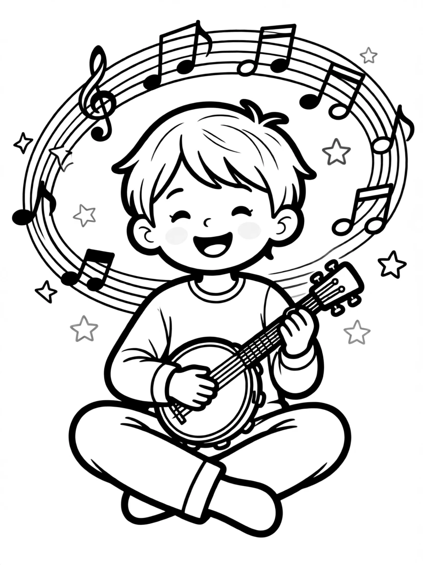 Music therapy illustration with healing notes