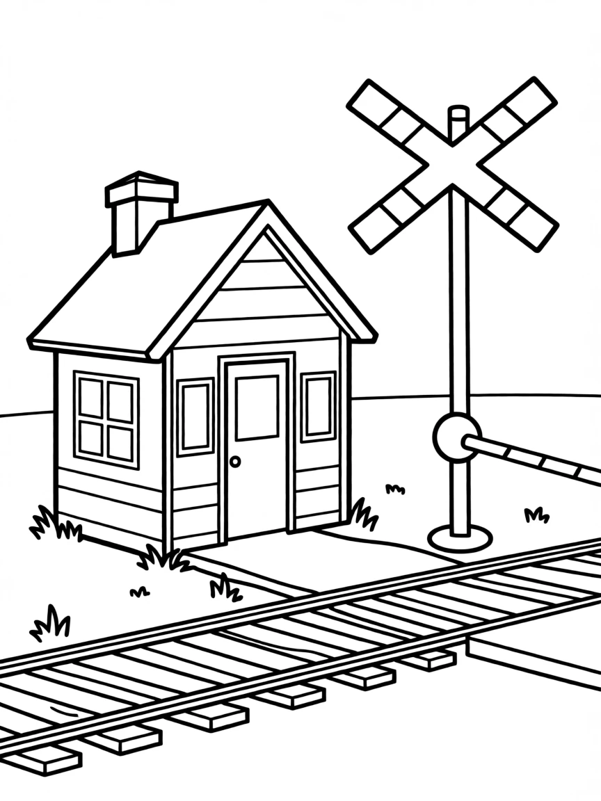 Railway crossing keeper's cottage beside the tracks