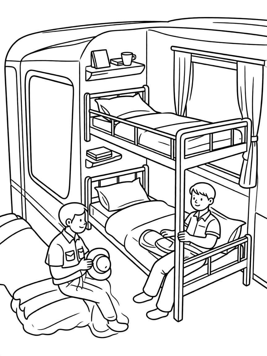 Railway workers' sleeping quarters in a converted train car