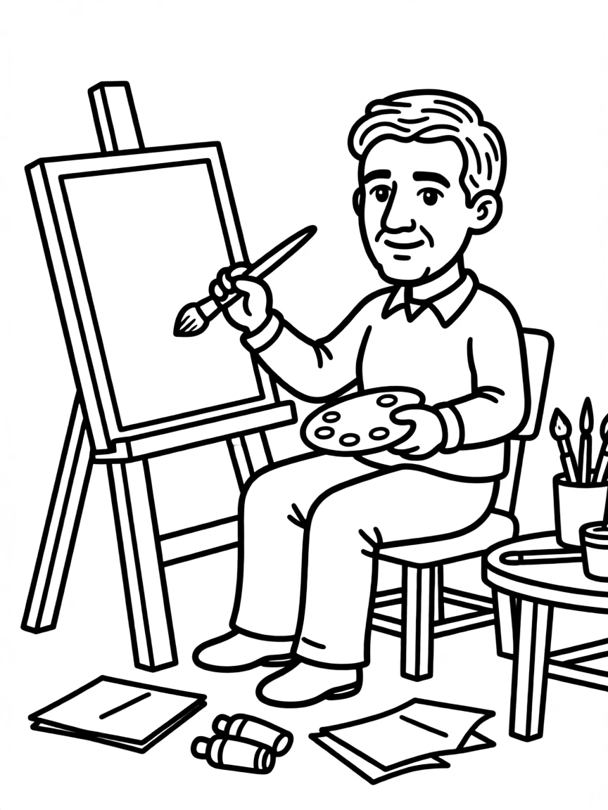 A cartoon-style drawing of Pablo Picasso.