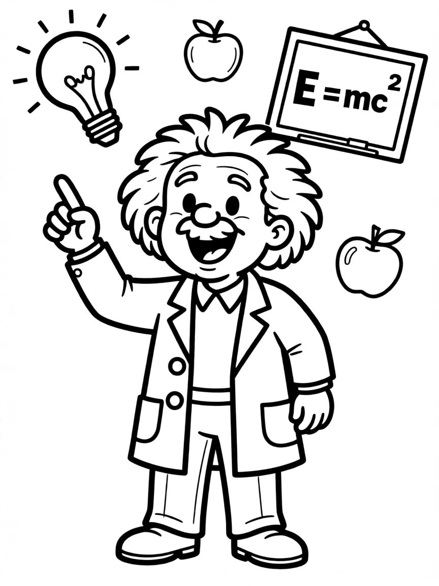 A playful scene showing Albert Einstein.