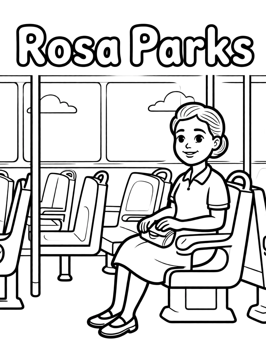 A playful scene showing Rosa Parks.