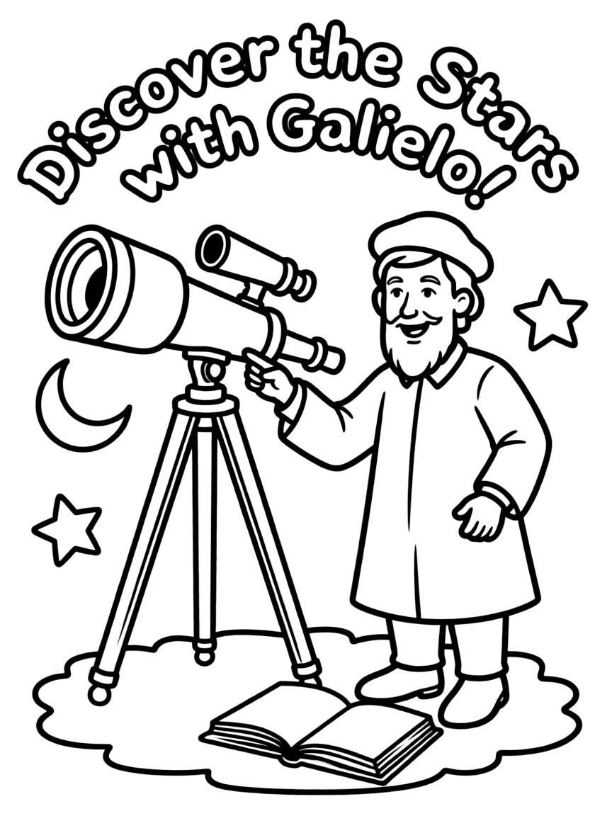 A playful scene showing Galileo Galilei.