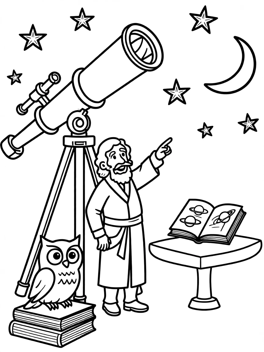 A playful scene showing Galileo Galilei.