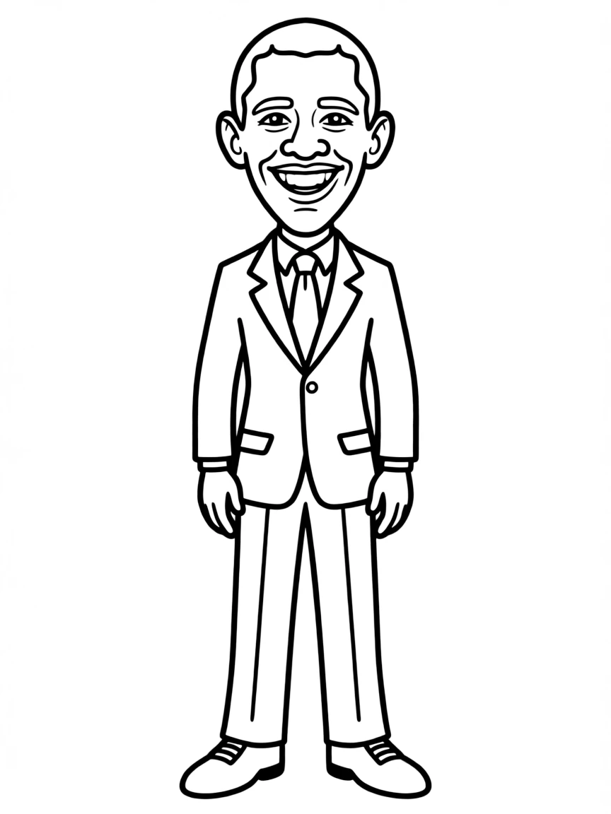 A cartoon-style drawing of Barack Obama.