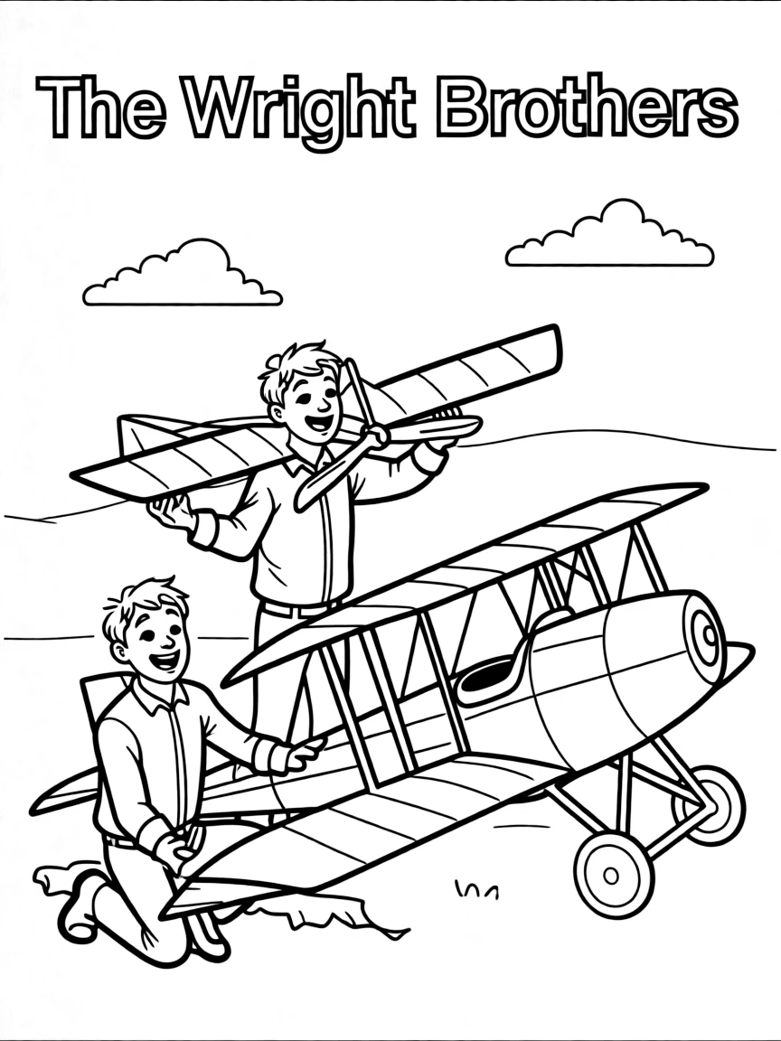A playful scene showing The Wright Brothers.