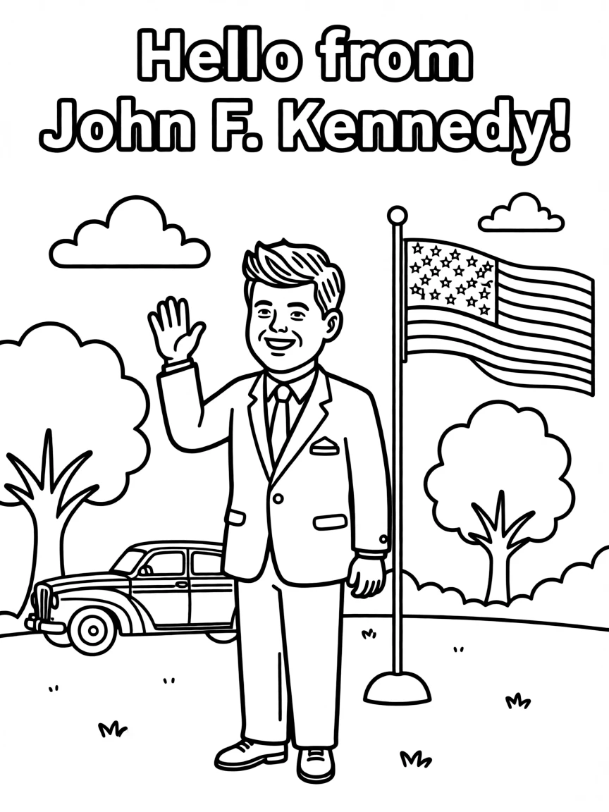 A playful scene showing John F. Kennedy.