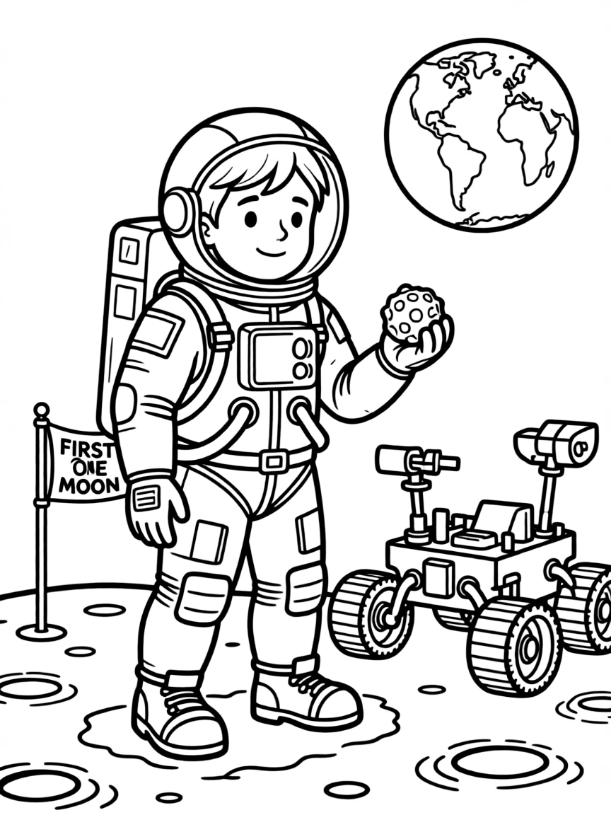 A playful scene showing Neil Armstrong.