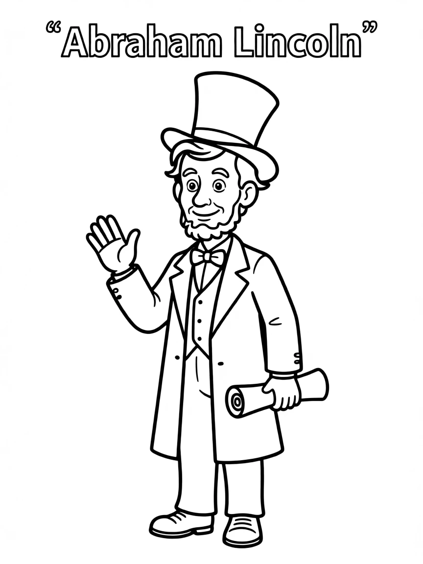 A cartoon-style drawing of Abraham Lincoln.