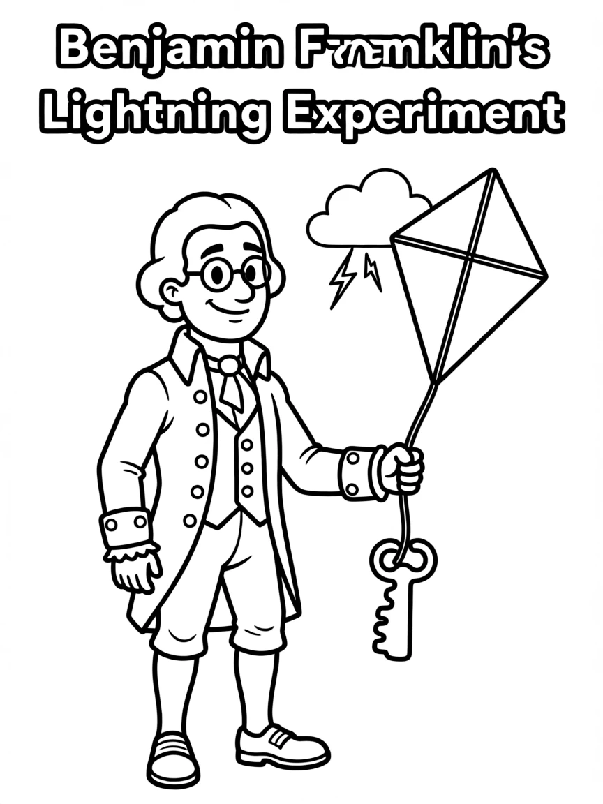 A cartoon-style drawing of Benjamin Franklin.