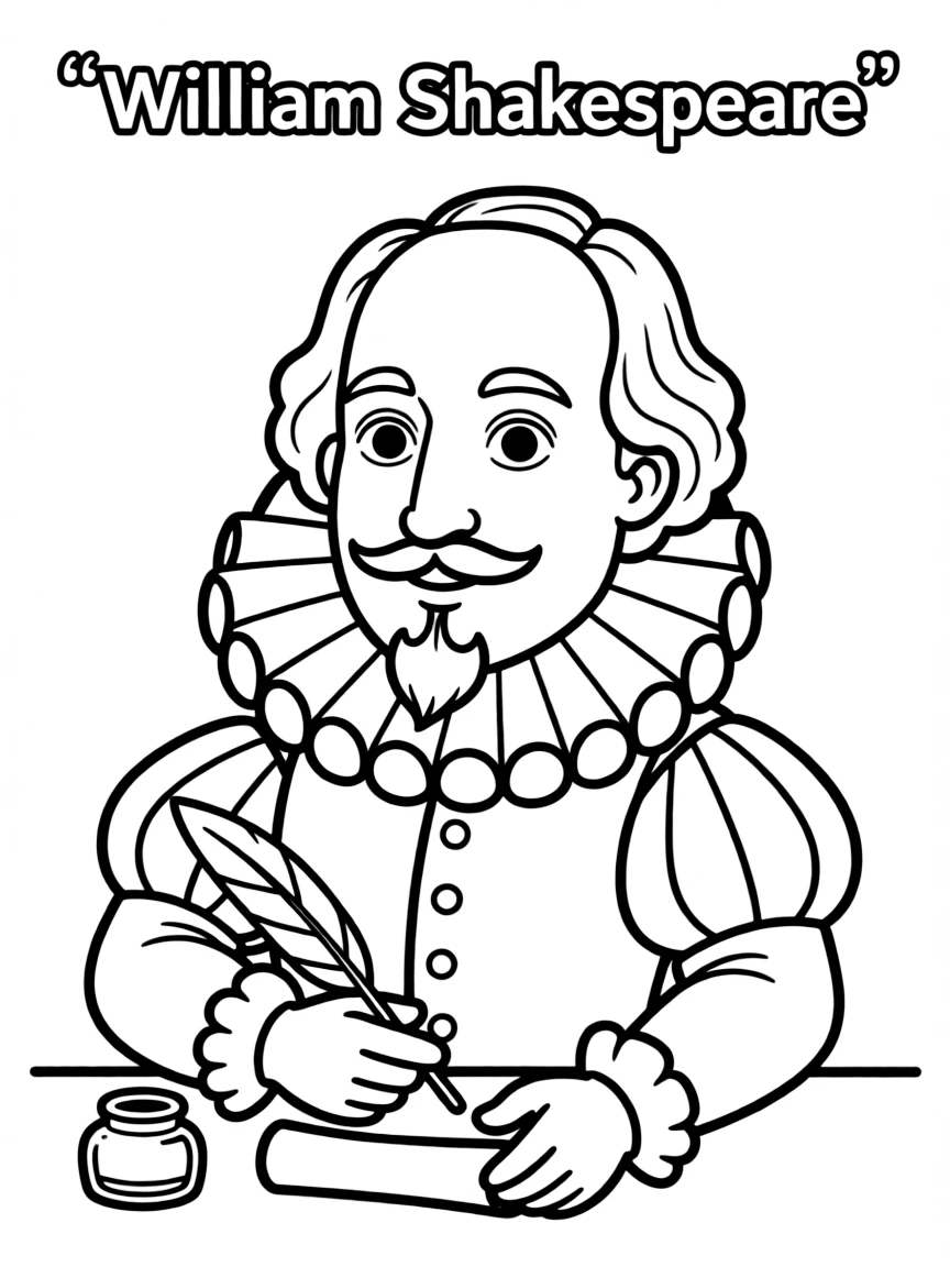 A cartoon-style drawing of William Shakespeare.