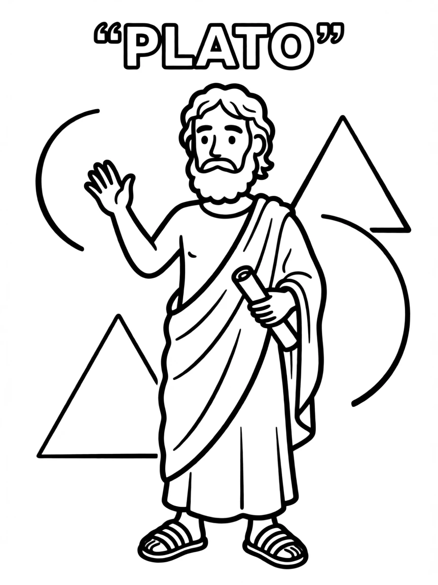 A cartoon-style drawing of Plato.