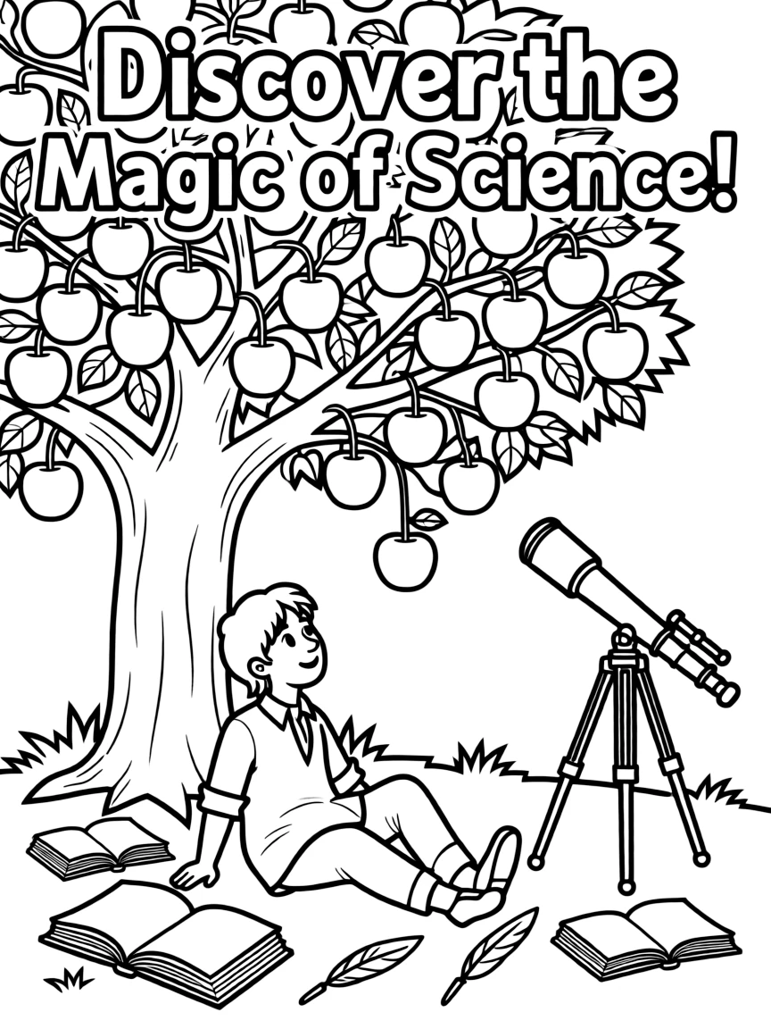 A playful scene showing Isaac Newton.