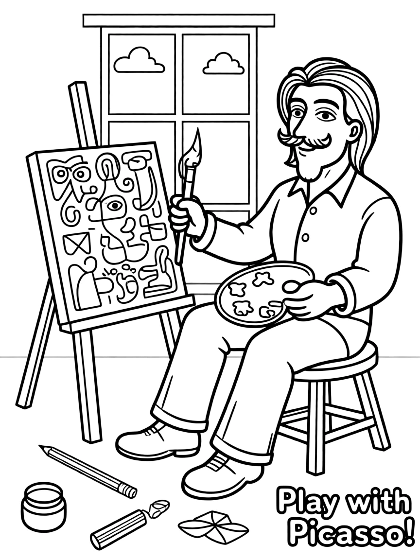 A playful scene showing Pablo Picasso.