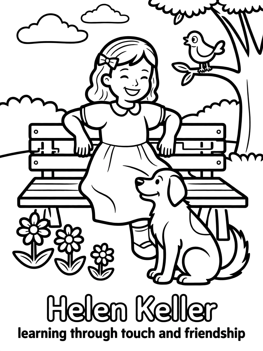 A playful scene showing Helen Keller.