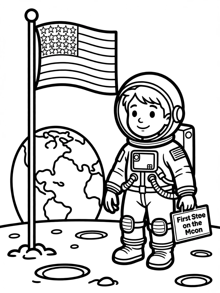 A playful scene showing Neil Armstrong.