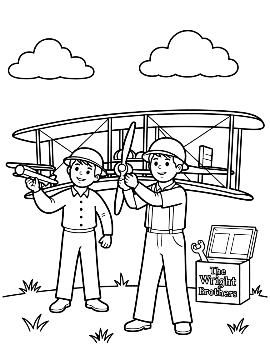 A playful scene showing The Wright Brothers.