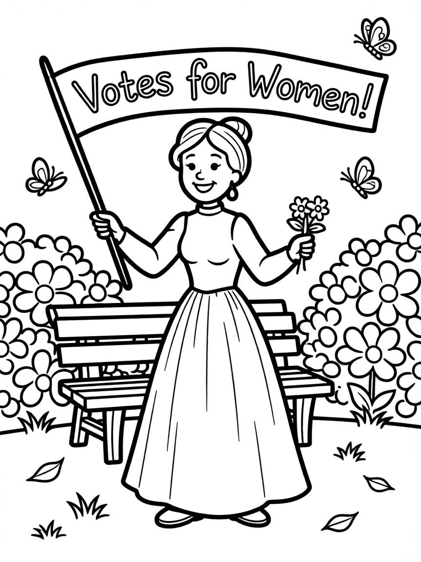 A playful scene showing Susan B. Anthony.