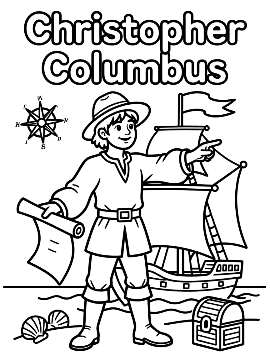 A cartoon-style drawing of Christopher Columbus.