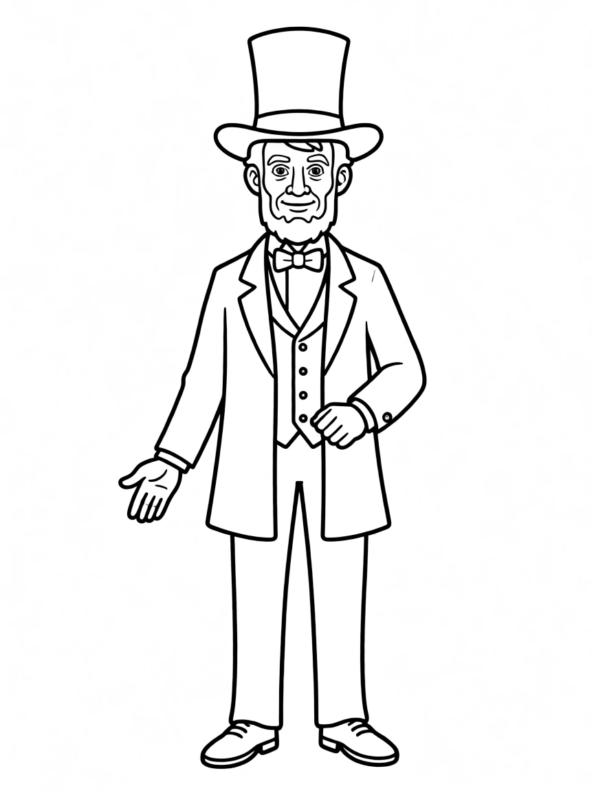 A cartoon-style drawing of Abraham Lincoln.