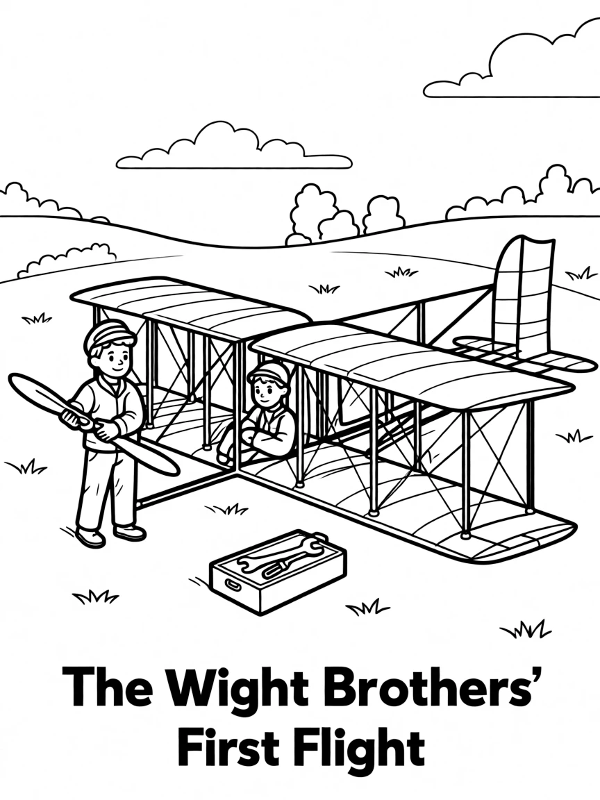 A playful scene showing The Wright Brothers.