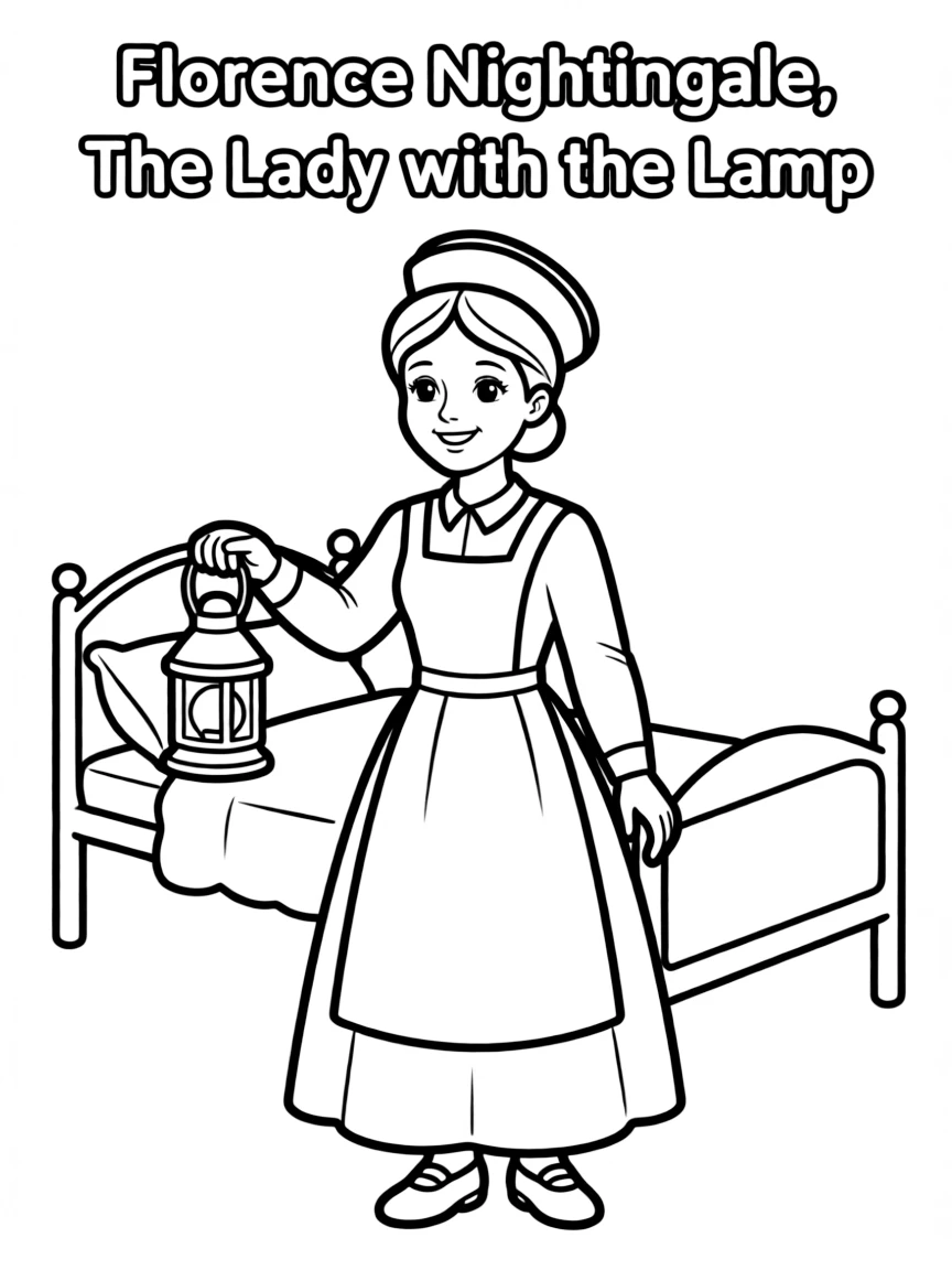 A cartoon-style drawing of Florence Nightingale.