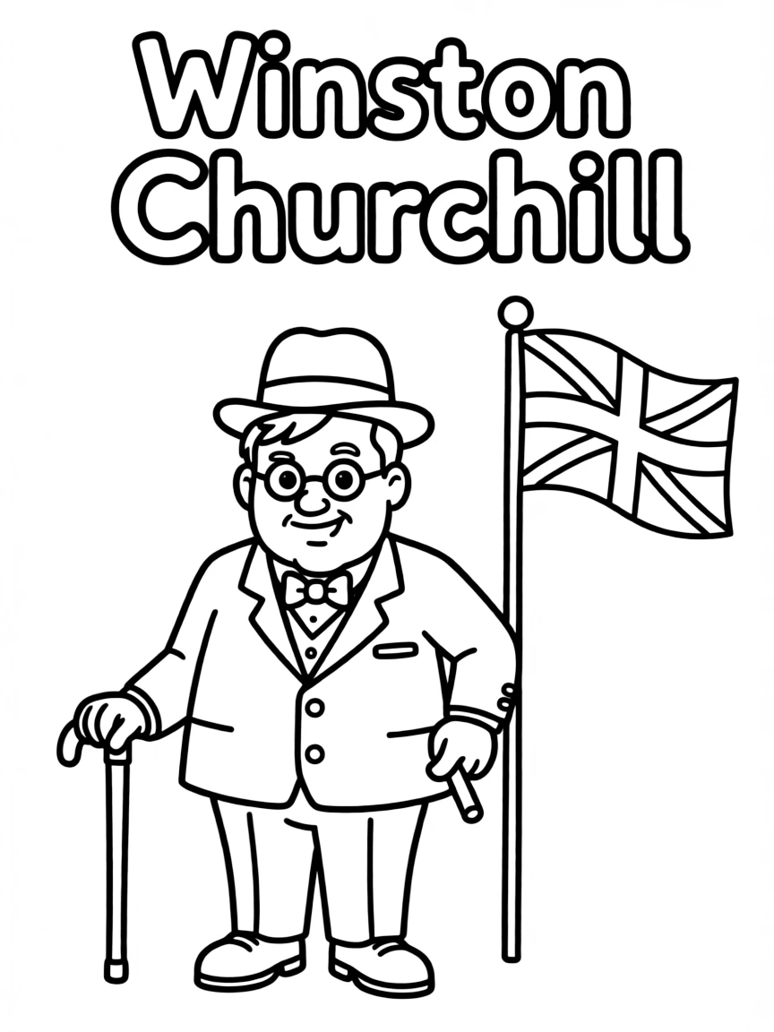 A cartoon-style drawing of Winston Churchill.