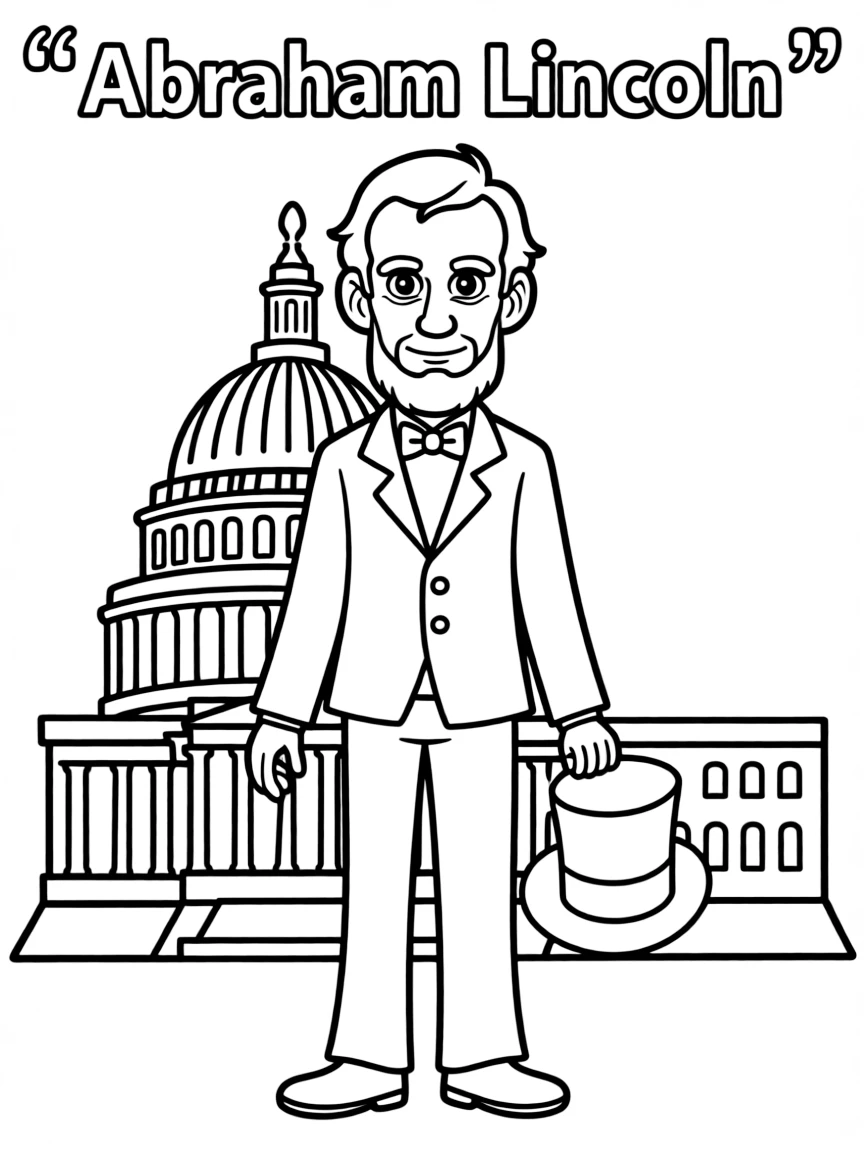 A cartoon-style drawing of Abraham Lincoln.