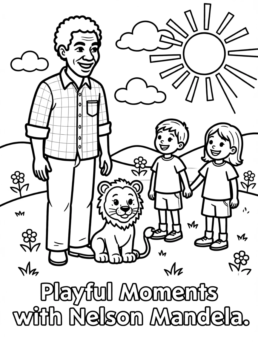 A playful scene showing Nelson Mandela.
