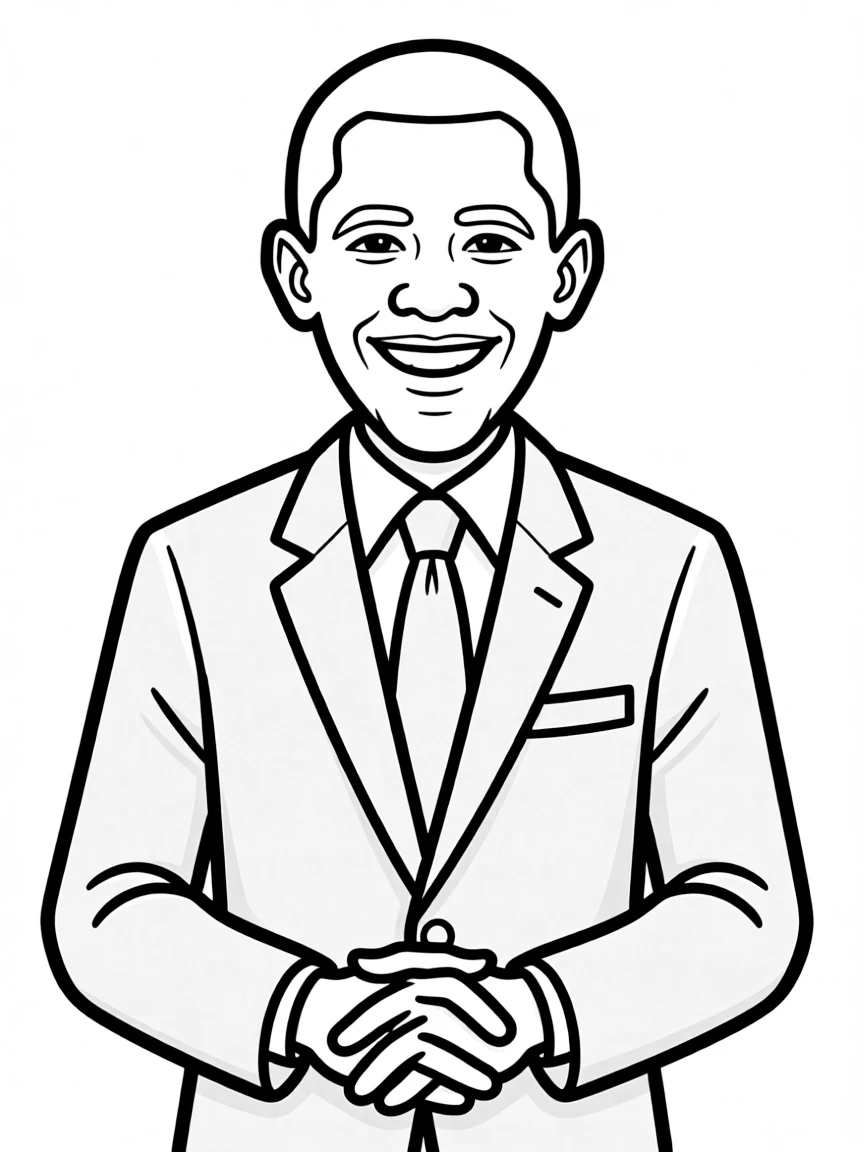 A cartoon-style drawing of Barack Obama.