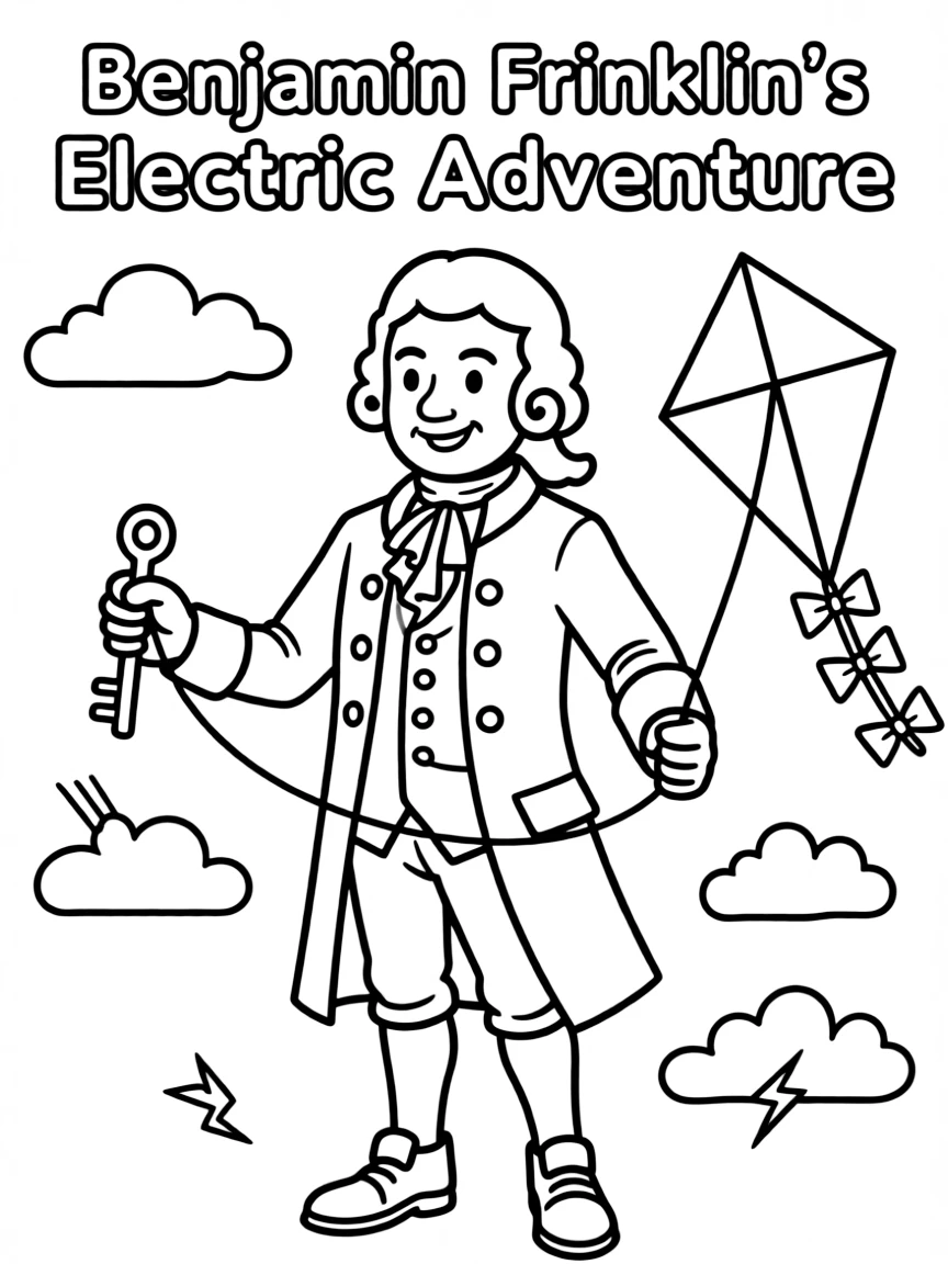 A playful scene showing Benjamin Franklin.