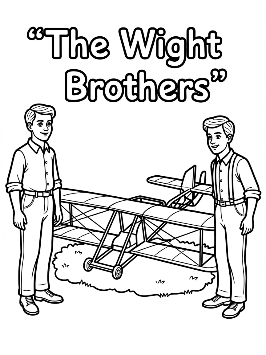A cartoon-style drawing of The Wright Brothers.