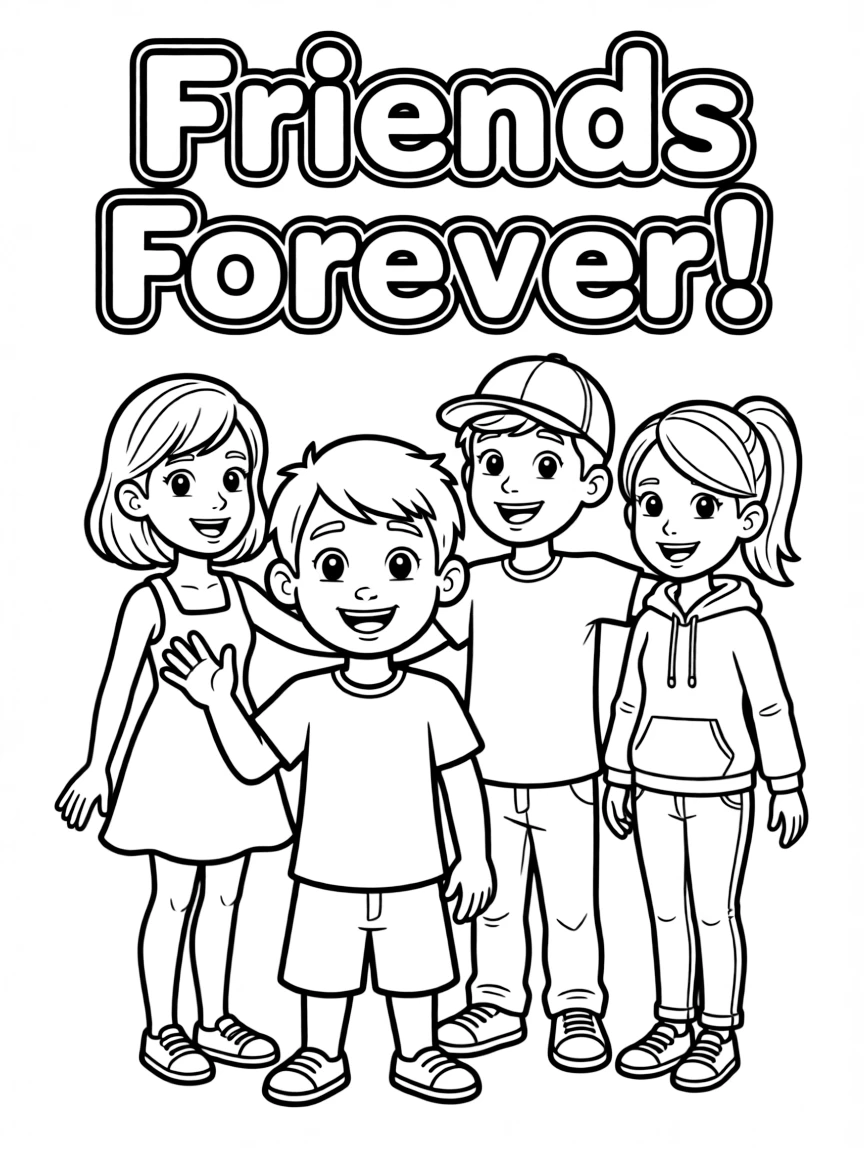 A group coloring page featuring Bruno with other characters from the same show or movie.