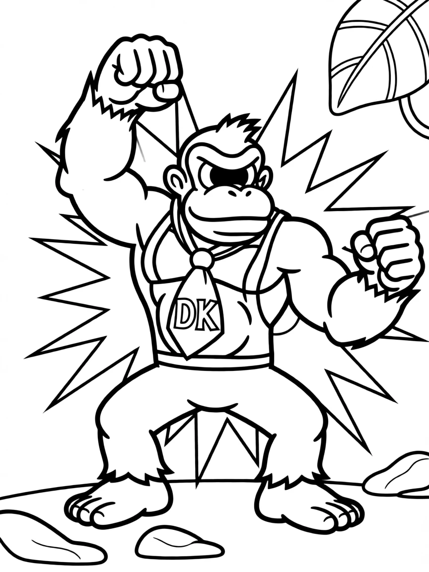 An action-packed scene of Donkey Kong using their special powers in a dramatic battle pose.