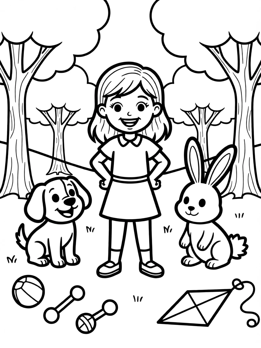 Fiona smiling and posing with their sidekicks, surrounded by trees, toys, or fun backgrounds.