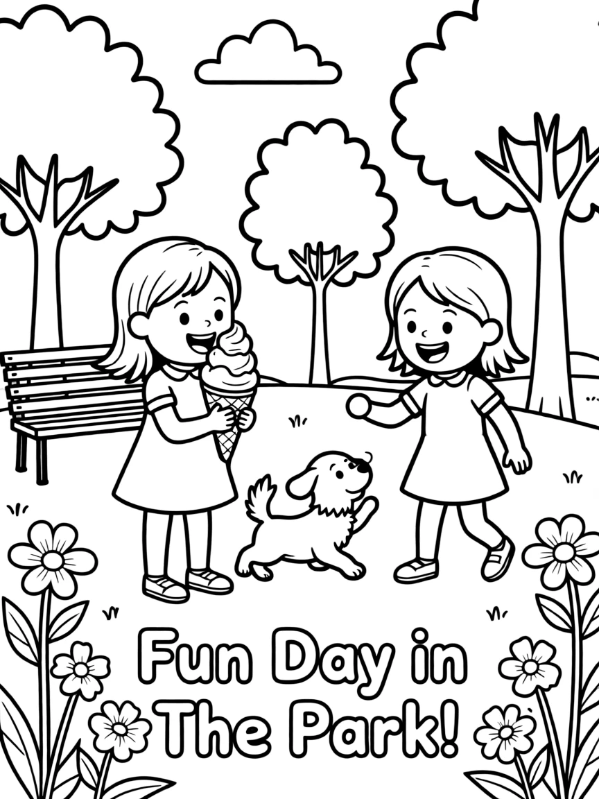 Frozen enjoying a day off, eating ice cream or playing with friends in a park setting.