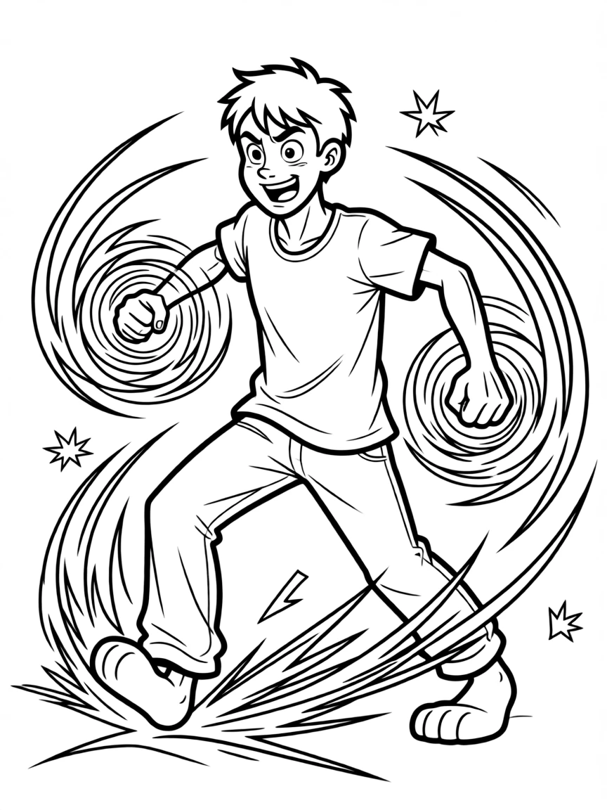 An action-packed scene of Shaggy using their special powers in a dramatic battle pose.