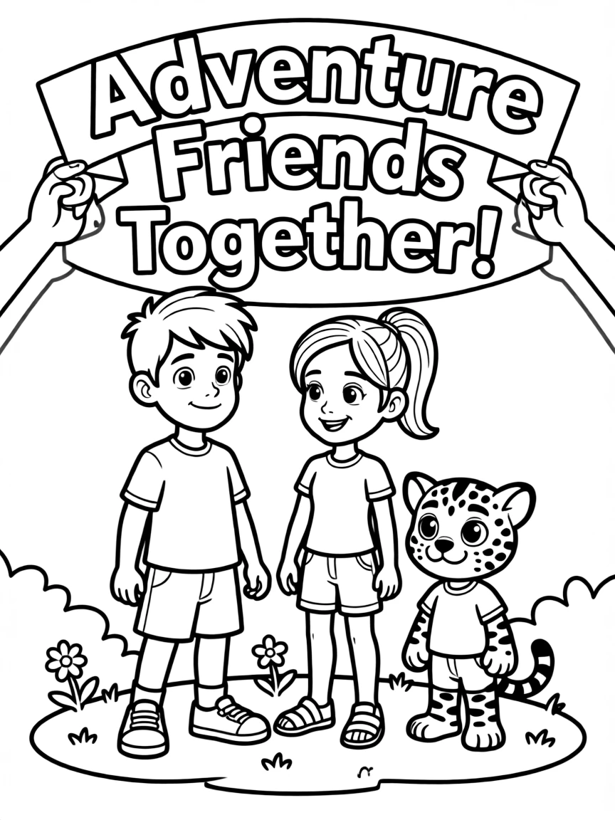 A group coloring page featuring Diego with other characters from the same show or movie.