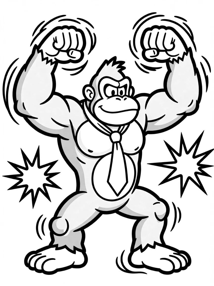 An action-packed scene of Donkey Kong using their special powers in a dramatic battle pose.