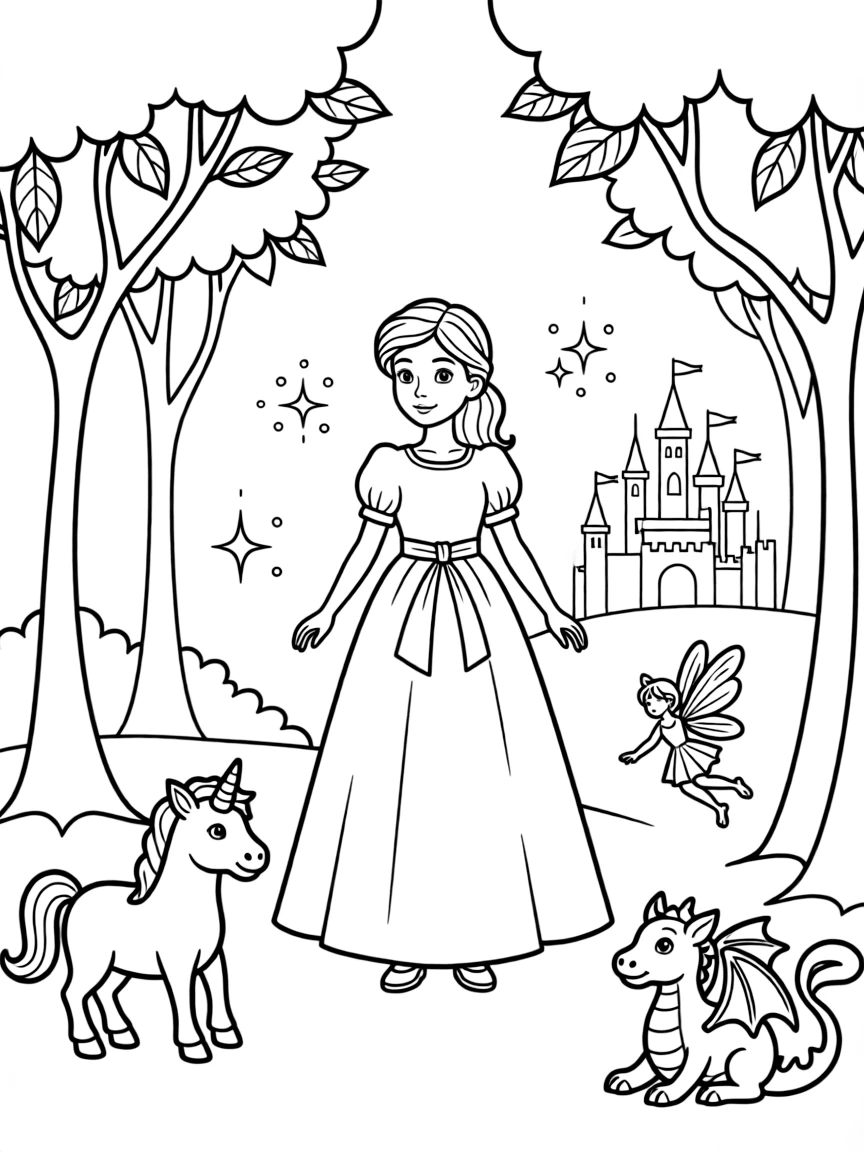A fantasy background of Jasmine in a magical forest or castle, with sparkles and mystical creatures.