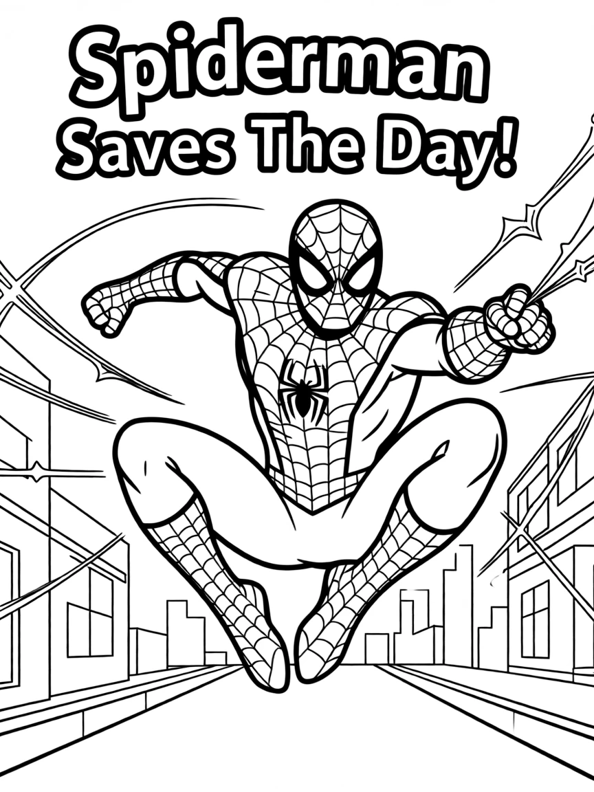 An action-packed scene of Spiderman using their special powers in a dramatic battle pose.