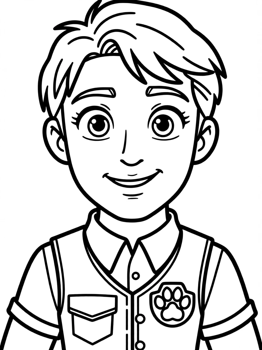 A close-up of Diego's face in bold lines with expressive eyes and detailed costume elements.