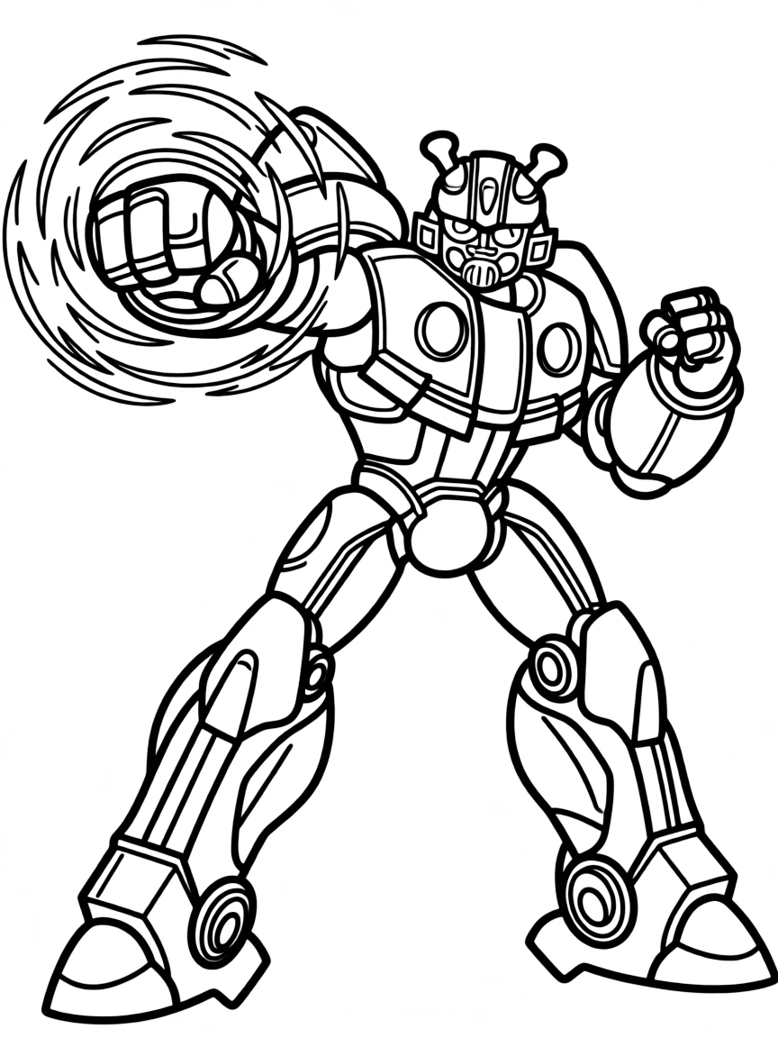 An action-packed scene of Bumblebee using their special powers in a dramatic battle pose.