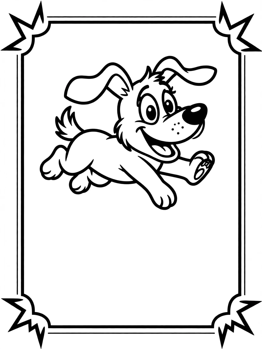Courage the Cowardly Dog jumping with joy, inside a comic book frame.