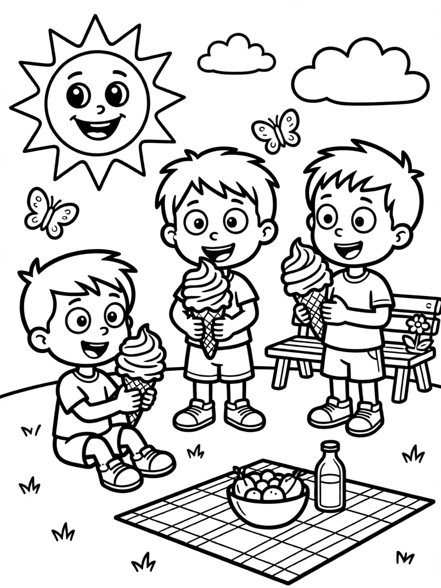 Rugrats enjoying an ice cream cone, with fun background elements.