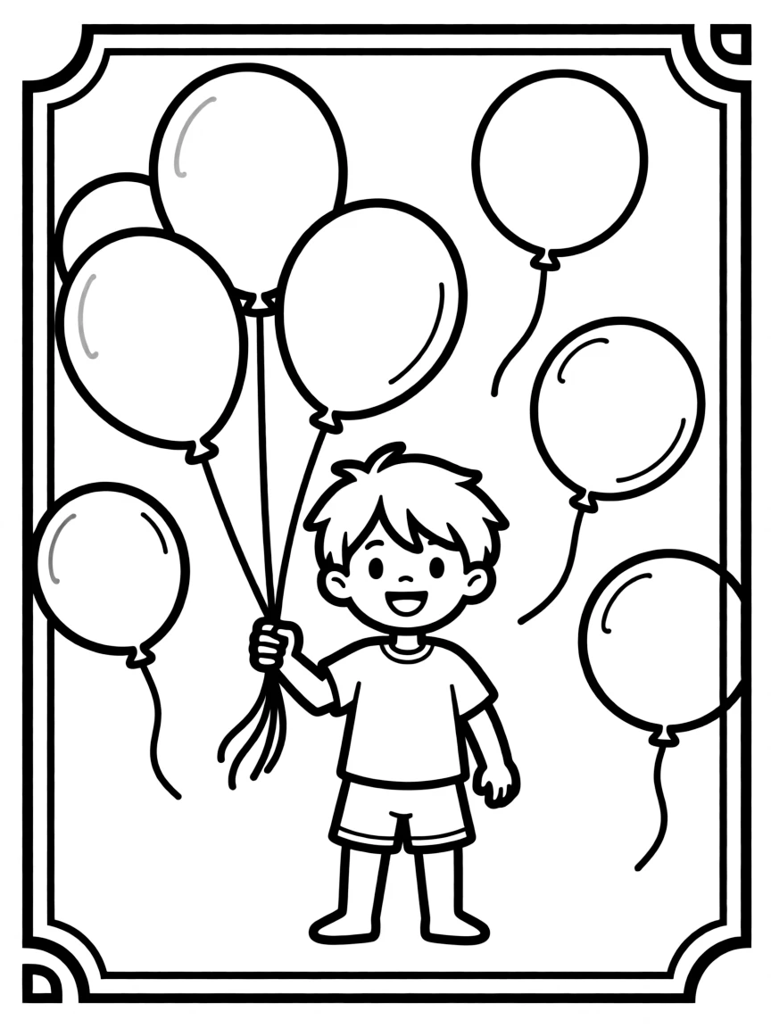 Piccolo playing with balloons, inside a comic book frame.